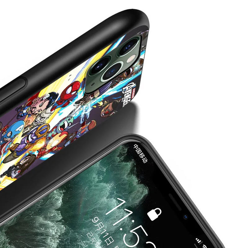 

Marvel Avengers Super Hero Cartoons For Apple iPhone 12 11 XS Pro Max Mini XR X 8 7 6 6S Plus 5 SE TPU Silicone Black Phone Case