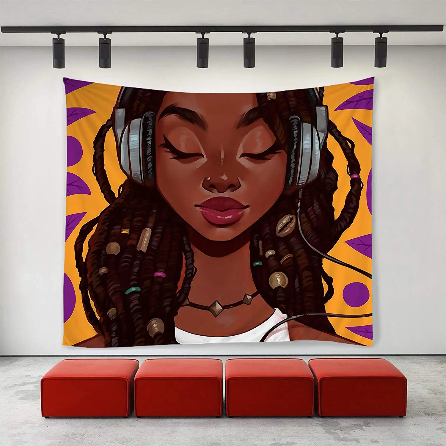 Черная Женская Африканка африканская американская Любовь Музыка гобелены