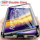 Двухсторонний стеклянный чехол с полной защитой на 360  для Samsung S10 S20 S21 FE S9 S8 Note 20 10 9 8 Plus Ultra A51 A71, Магнитный чехол