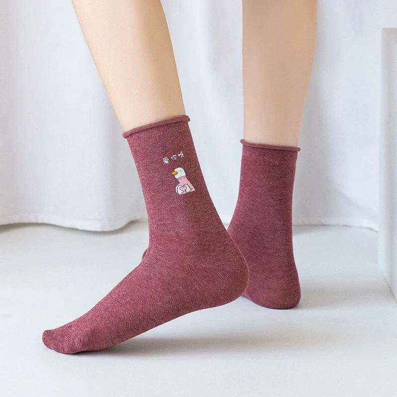 CARTELO New Solid Color Cartoon Pattern Women Socks Fashion Cute Sport Breathable Cotton Stockings Носки женские Meias Femininas