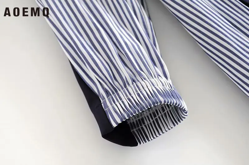 AOEMQ модные платья пэчворк синий/черный креативное английское платье в полоску