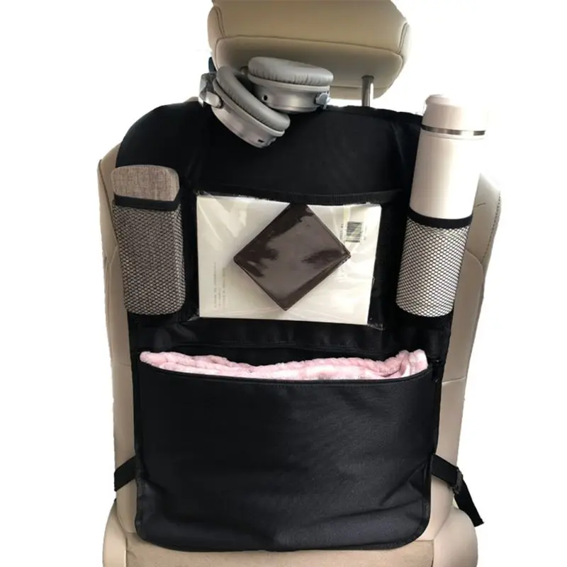 Funda protectora de asiento trasero de coche para ni&ntilde;os, organizador de asiento trasero de coche, negro, antisuciedad, bolsa de almacenamiento-1