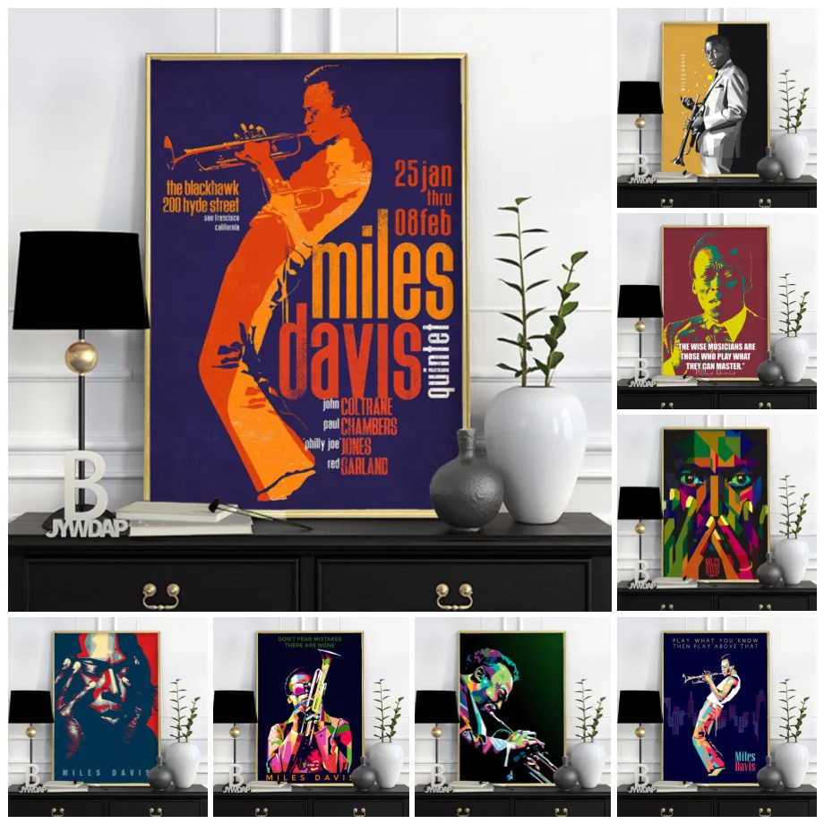 Картина на холсте с изображением Майлса Дэвиса художественный плакат джаз
