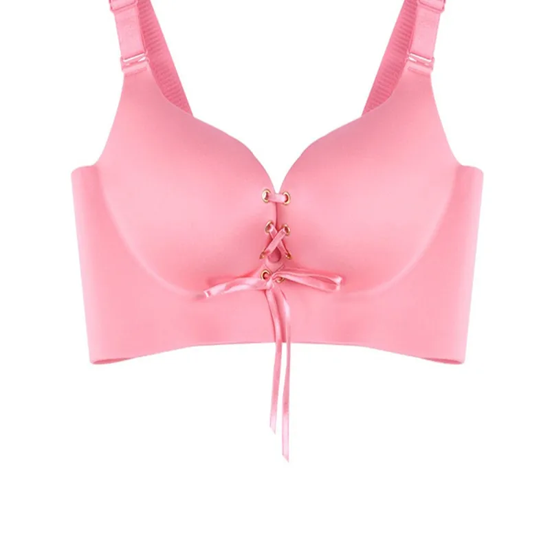 Goedkoop Gratis Verzending Sexy Glad Chic Push Up Bralette Een Chip Niet-Trace Zonder Velgen Beha