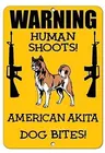Жестяной Предупреждение ющий знак, американская собака Акита, человеческие побеги, забавная комната, металлический постер, Настенный декор