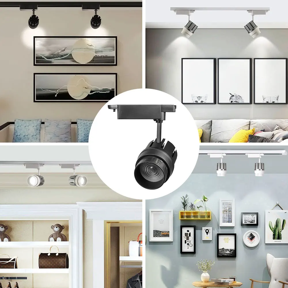 

30W COB Track Light Zoomable Track Aluminum Lights 2 3 4 Wire LED Rail Spotlight Lamp System Spot Furniture shop Lighting