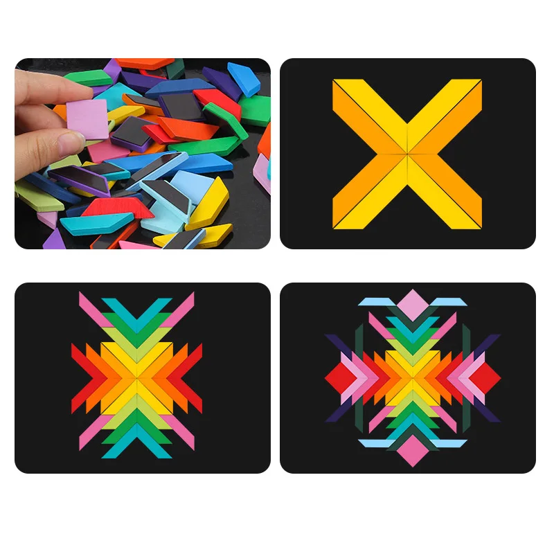 

Wooden Toys Colorful Geometric Shape Three-Dimensional Magnetic Creative Puzzle Right Brain Training Memory Toy