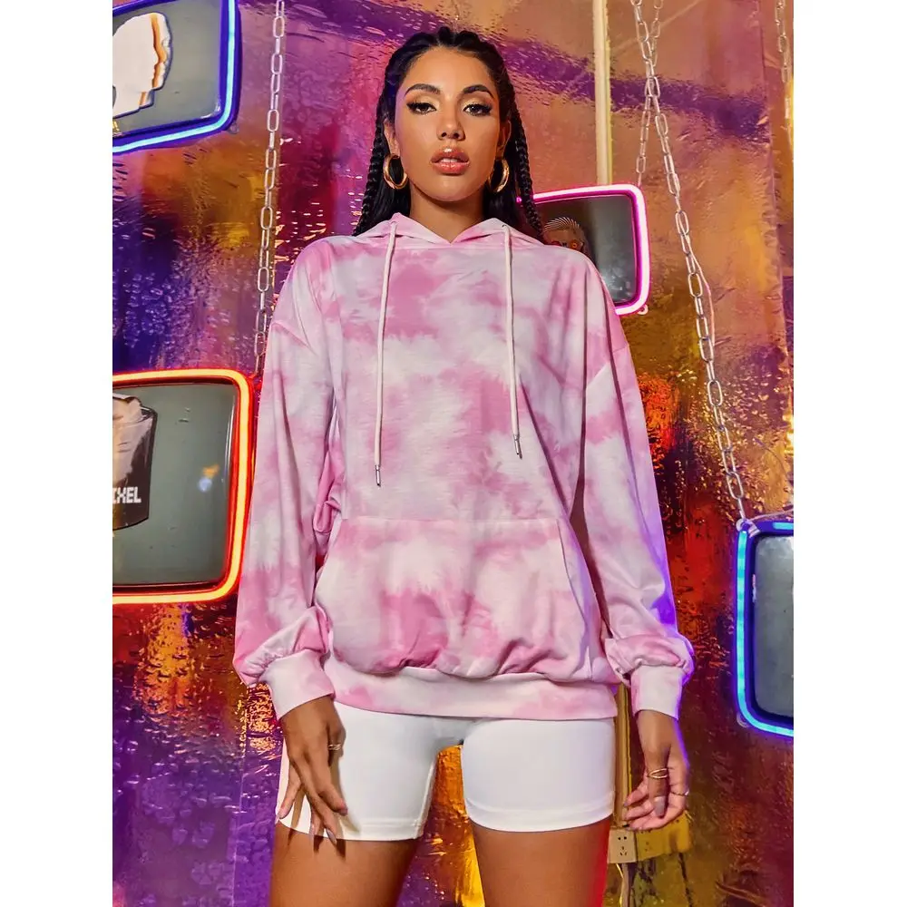 

Pocket Tie Dye Drawstring Hoodie