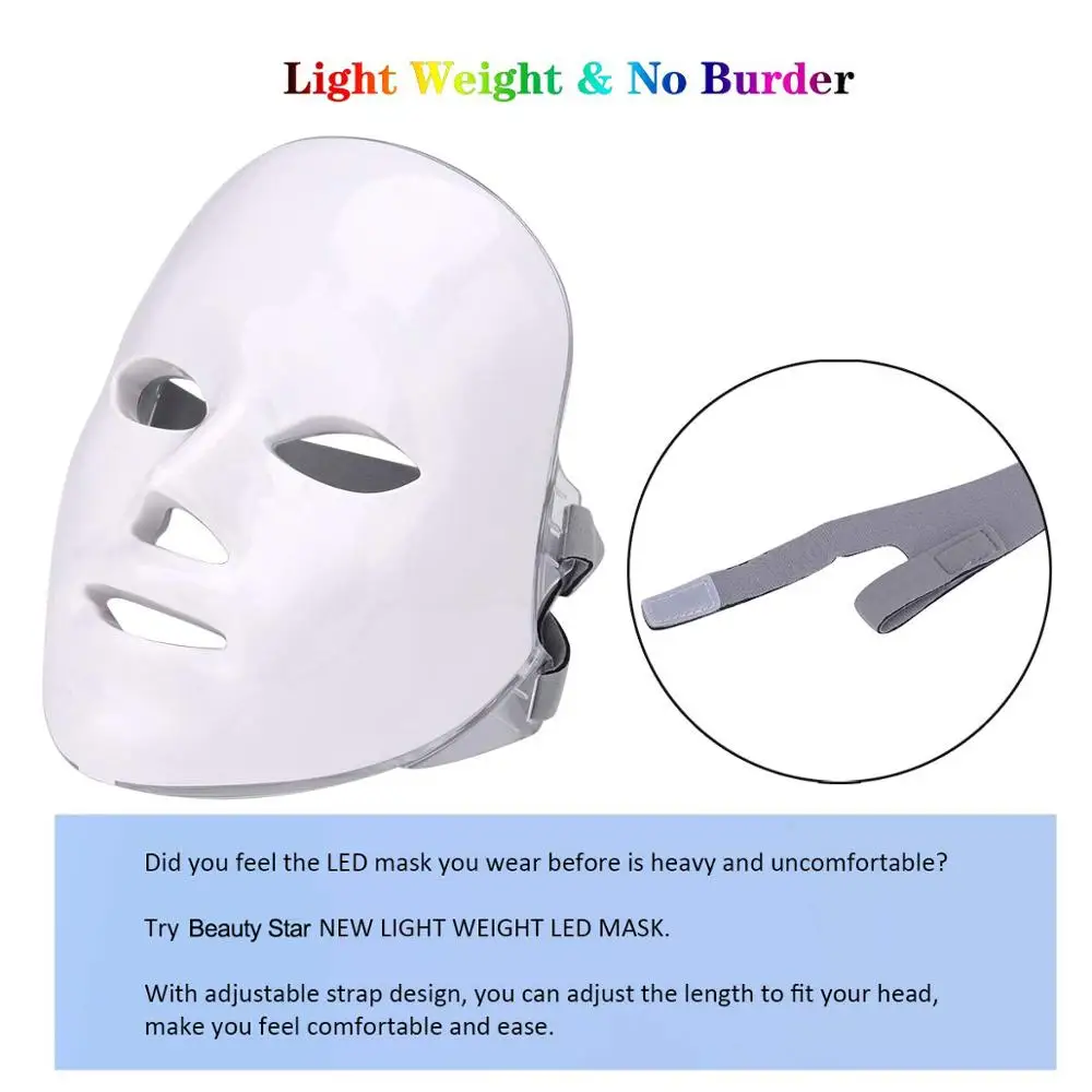 Маска светодиодная фотонная для устранения морщин и акне 7 цветов|Устройство