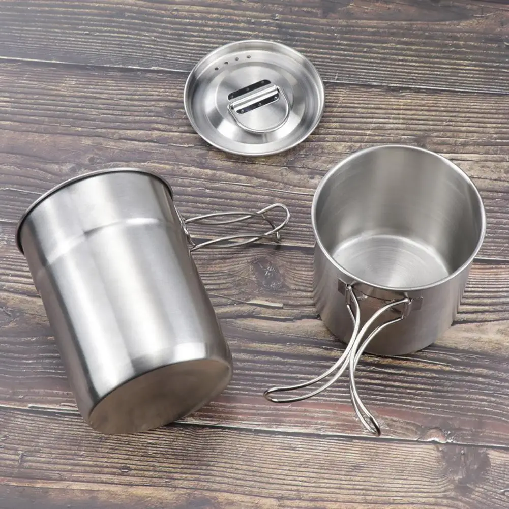 

Outdoor two-piece set 304 stainless steel cup Picnic coffee cup beer cup Easy folding handle water cup camping equipment