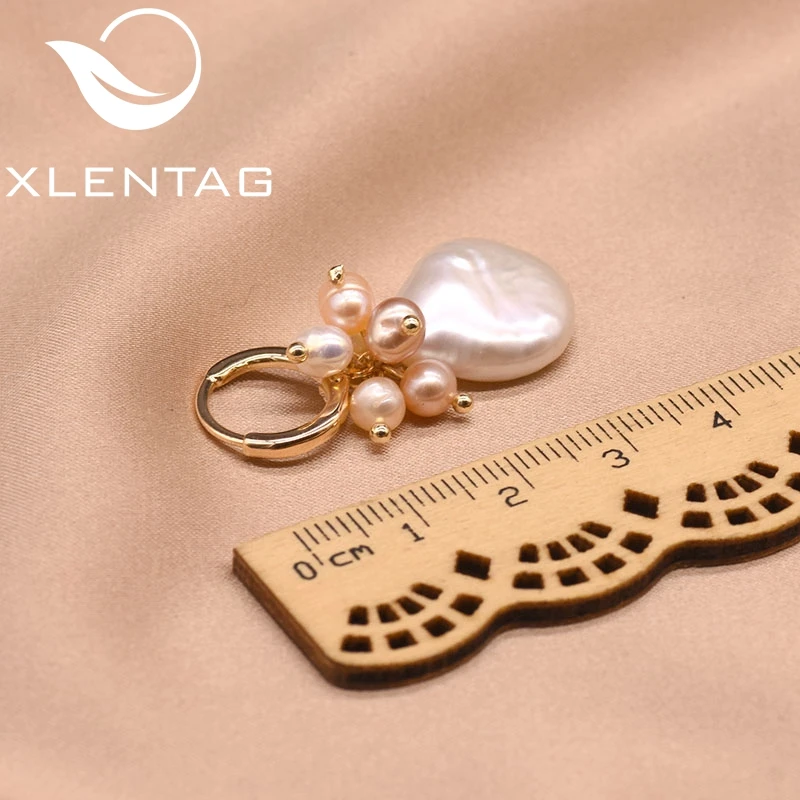 XlentAg 100% натуральные пресноводные белые жемчужные Висячие серьги для женщин