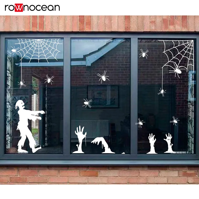 

Halloween Window Decal , Scary silhouette Halloween stickers, Spiders and spiderweb decals Halloween Home Decoration 3C70