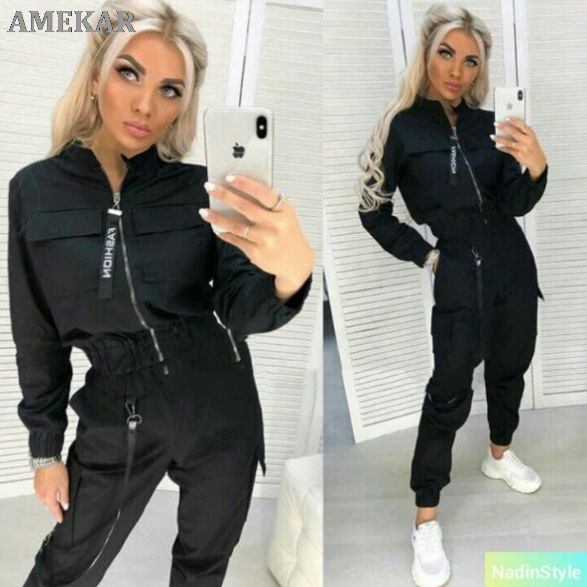 

Long Sleeve Zipper Tops&women Pants Streetwear Track Suit Casual Women Set 2 Pieces