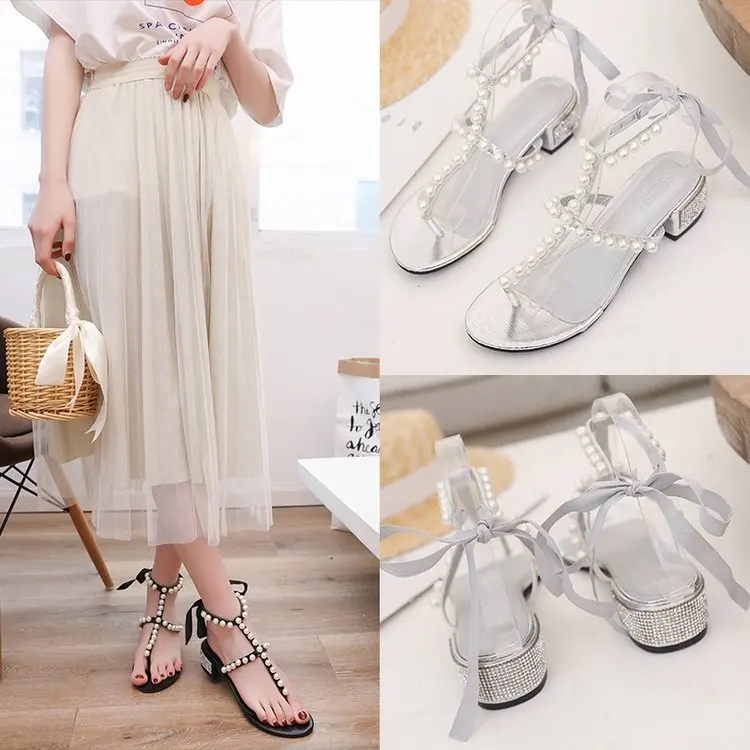 Женские босоножки Новинка 2019 года сезон лето камень в виде бисера женские