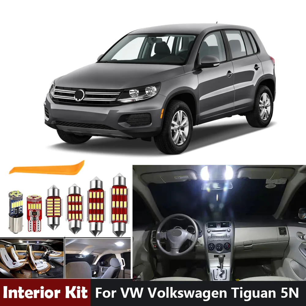 

12Pcs White Canbus Led Bulbs For VW Volkswagen Tiguan 5N 2007- 2016 Led Interior Light Kit Dome Map Vanity Mirror Trunk Lamp