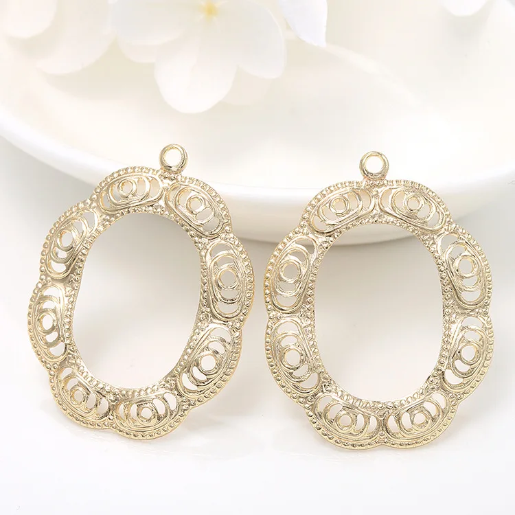 

Подвески-шармы для изготовления ювелирных изделий, латунные, Овальные, 14 к, 25x33 мм, 6 шт.