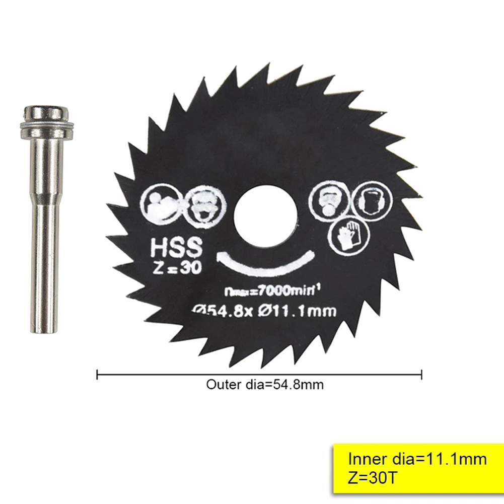 HSS Mini Wood Circular Saw Blade Set 54.8mm High Speed Steel 3pcs Cutting Rotary Tool with Mandrel for Industry | Инструменты