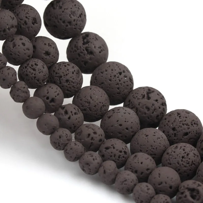 Dark Brown Lava Hematite Stone Beads Round Loose Spacer Bead For Jewelry Making 4 6 8 10mm Natural Volcanic Rock DIY Bracelet | Украшения и
