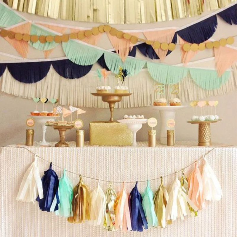 5 шт./лот баннер из салфетки с кисточками флажки гирлянда Висячие на день рождения