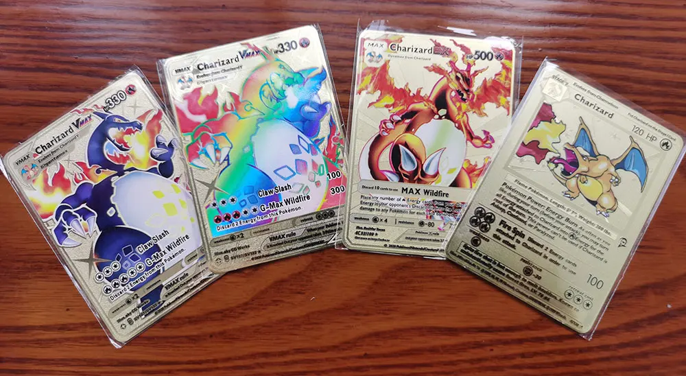 Pokemon Metal Cards DIY Card Пикачу Чаризард Golden Limited Edition Kids Gift игровая коллекция карт |