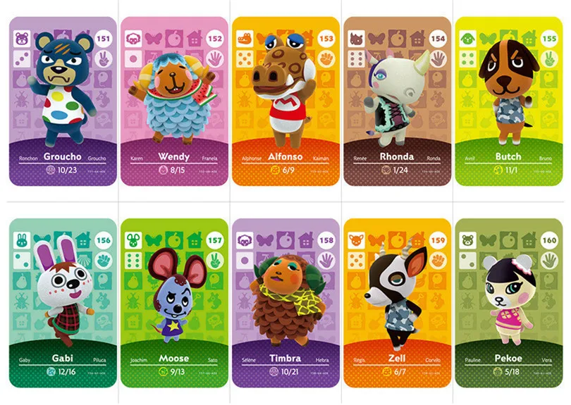 

(151-180ACNH Animal Croxxing Card Kitty Ruby Teddy Beau Julian NFC Villagers Game Card NS Switch WiiU 3DS Game Equipment Card