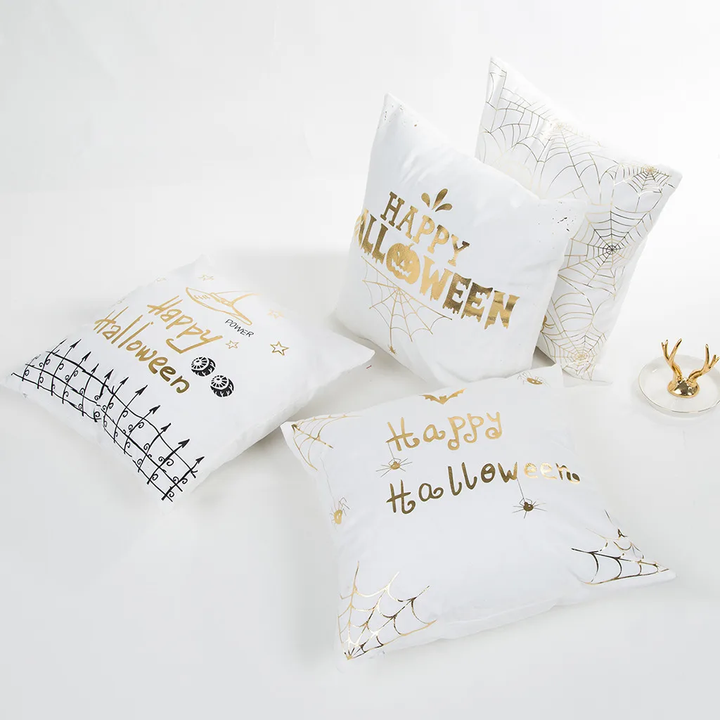 New Halloween Gold Throw Pillow Cover Pillowcases Decorative Seat Sofa Linen Cotton Square Green Cushion |