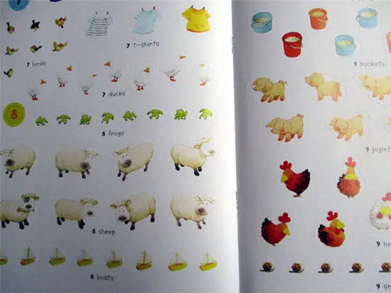 Usborne 123 книжка-наклейка для окрашивания английской активности книга-рассказатель