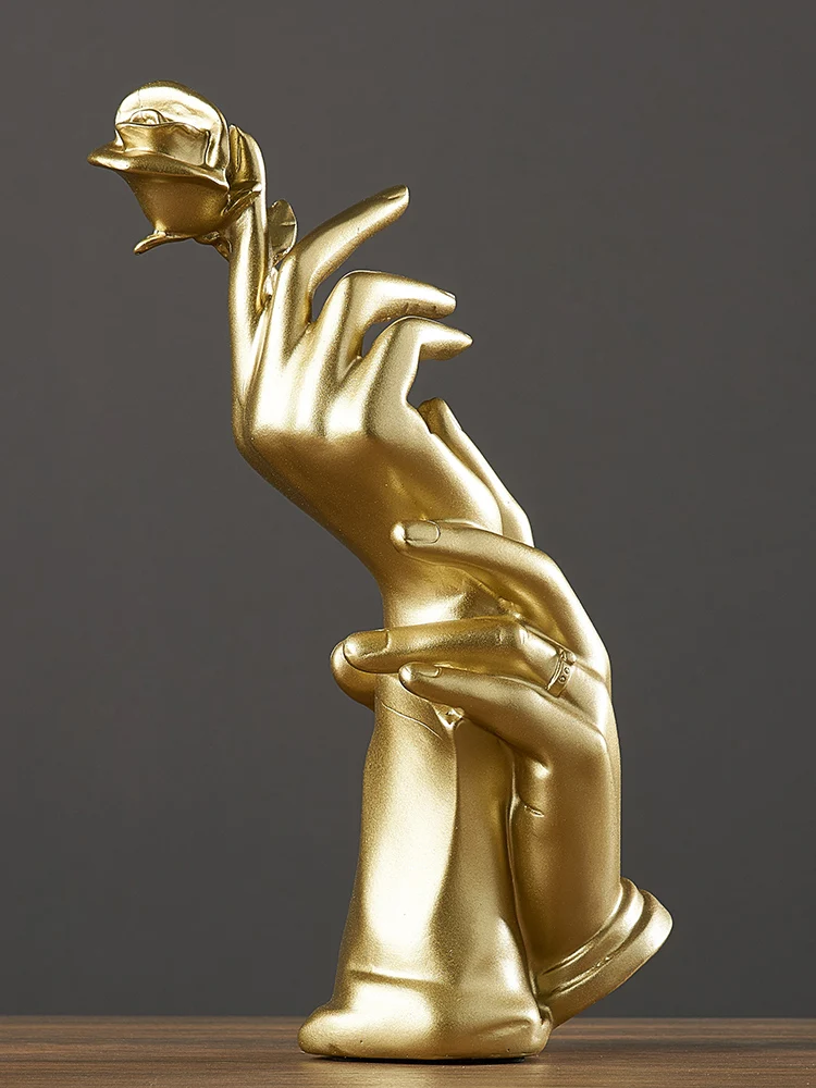

Golden Gesture Resin Miniature Figurines Porcelain Crafts Hand Statues Ornaments Desk Decoration Modern Living Room Home Decor