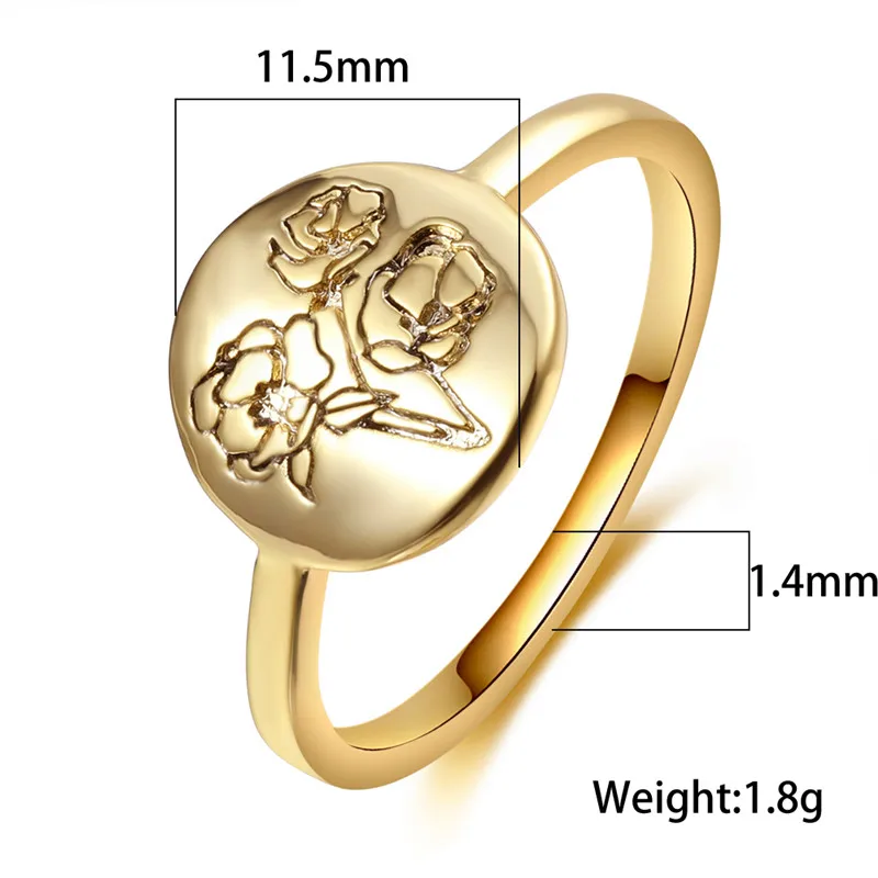 

Vintage Female Rose Flower Jewelry Classic Yellow Gold Color Engagement Ring Luxury Metal Thin Wedding Band Rings For Women