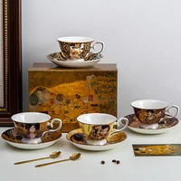 elegant gift sets klimt pattern fine bone china coffee cups and saucers