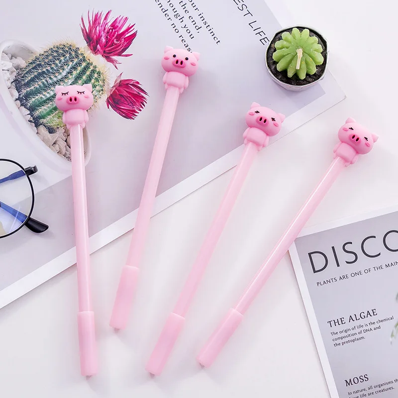 

8 Pcs Gel Pen kawaii Pink Pig Cute Cartoon 0.5mm Black ink Pen Student office Stationery School Supplies writing pen