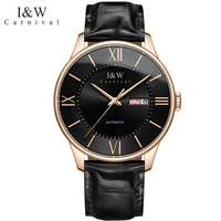 carnival brand fashion gold automatic business watch man luxury waterproof sapphire calendar mechanical wristwatch reloj hombre