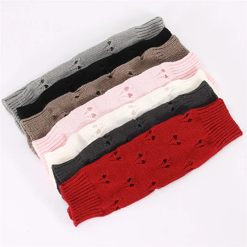 

Women Winter Long Sleeve Fingerless Gloves Female Knitted Crochet Hollow Mittens Half-Finger Elbow Wrist Arm Protector