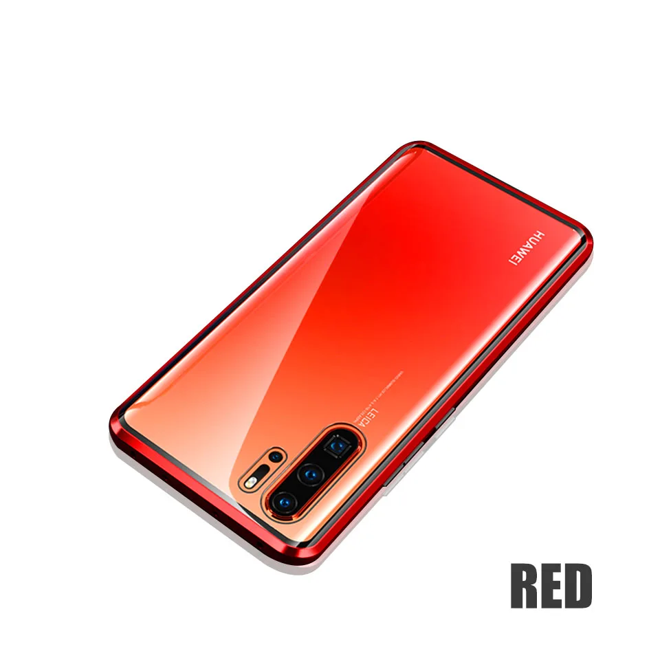 Чехол для huawei mate 20 Pro 10 P20 Lite противоударный чехол на P Smart P30 Lite закаленное стекло Магнитная Адсорбция Задняя Крышка P - Цвет: Красный