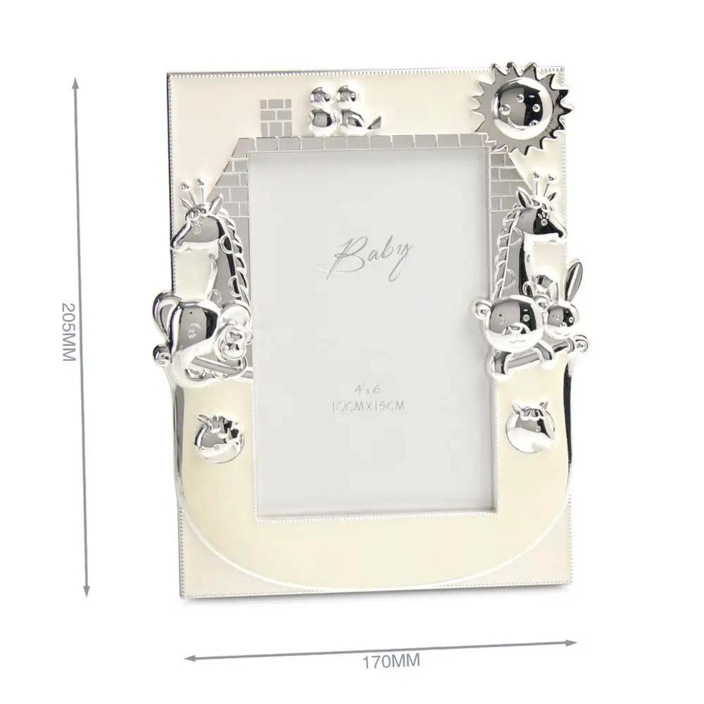 

LASODY Baby Photo Frame Desktop Decoration Animal Memorial Gift Silver Picture Frames 4x6 Christmas Gift Home Decoration