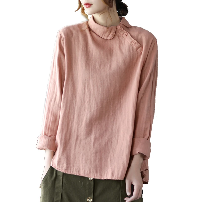 2021 новые весенние женские 100% хлопок футболки блузки с отложным воротником