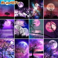 ruopoty painting by numbers moon picture drawing on canvas landscape coloring by numbers acrylic paints home decor