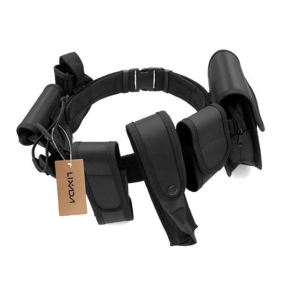 Black 8pcs kit Lixada Открытый тактический ремень для обеспечения безопасности, модульный военный ремень с сумками, кобура, тактический ремень - Цвет: Black 8pcs kit