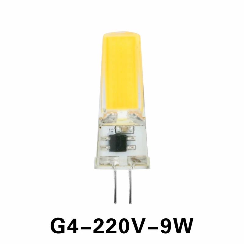 G4 9W 220V Светодиодный G4 G9 E14 лампочка переменного/постоянного тока с затемнением 12 В 220 В 3 Вт 6 Вт 9 Вт COB SMD светодиодный светильник заменить галогенный прожектор люстра - Испускаемый цвет: G4 9W 220V