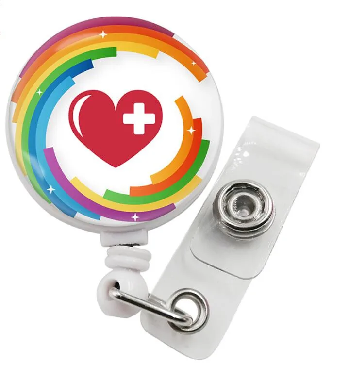 

20pcs retractable badge reel nurse badge reel ABS doctor badge holder pull reel with metal clip