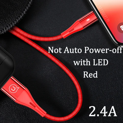 With LED ordinary USAMS 2.4A светодиодный Usb кабель для iphone XS Max 8 7 6 6S 5S XR кабель провод для быстрой зарядки кабель для передачи данных для освещения iphone зарядное устройство - Цвет: With LED ordinary