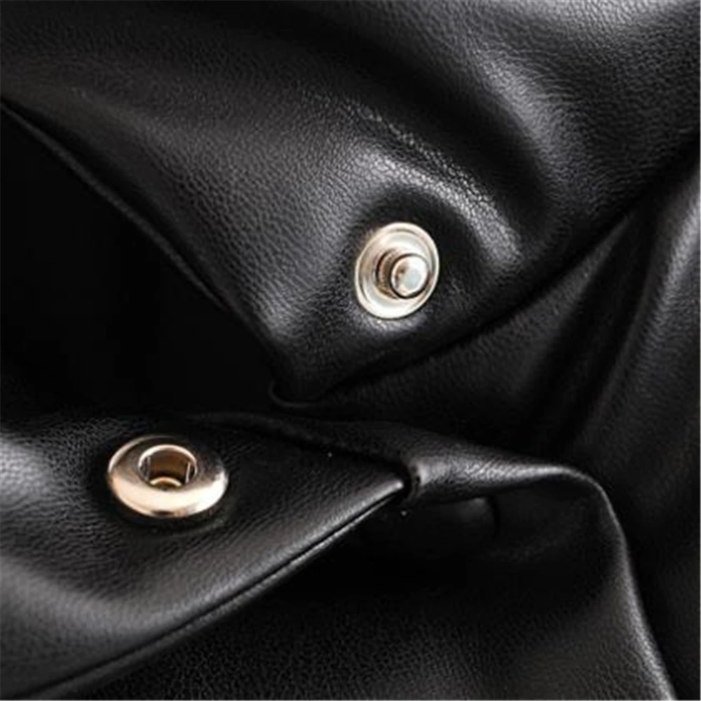Women Fur Faux Leather Down Jacket Coat Hot Sale Buttons 2021 Winter Female Pu Turn Down Collar Warm Cotton Outerwear Overcoat