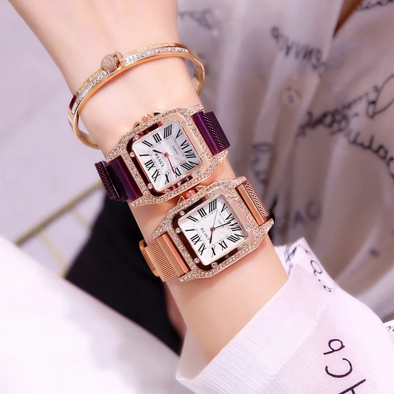 Reloj mujer женские часы из нержавеющей стали магнитные роскошные розовые