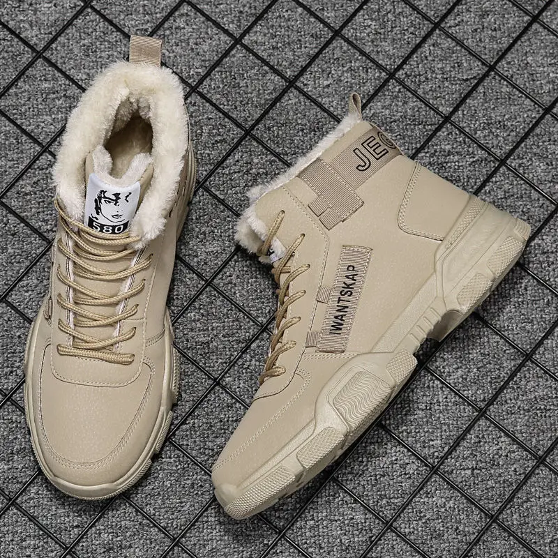 Ботильоны мужские зимние Ботинки Зимняя Теплая мужская обувь на шнуровке