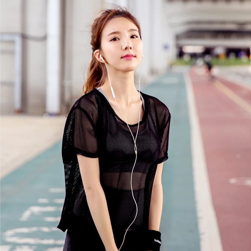 

Женская сексуальная сетчатая рубашка для йоги быстросохнущая Спортивная одежда для фитнеса Женская одежда для бега жилет футболка для тре...