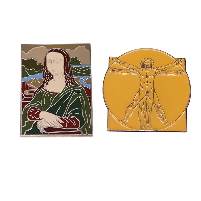 Значок на булавке с изображением Леонардо да Винчи эмалированные Броши Моны