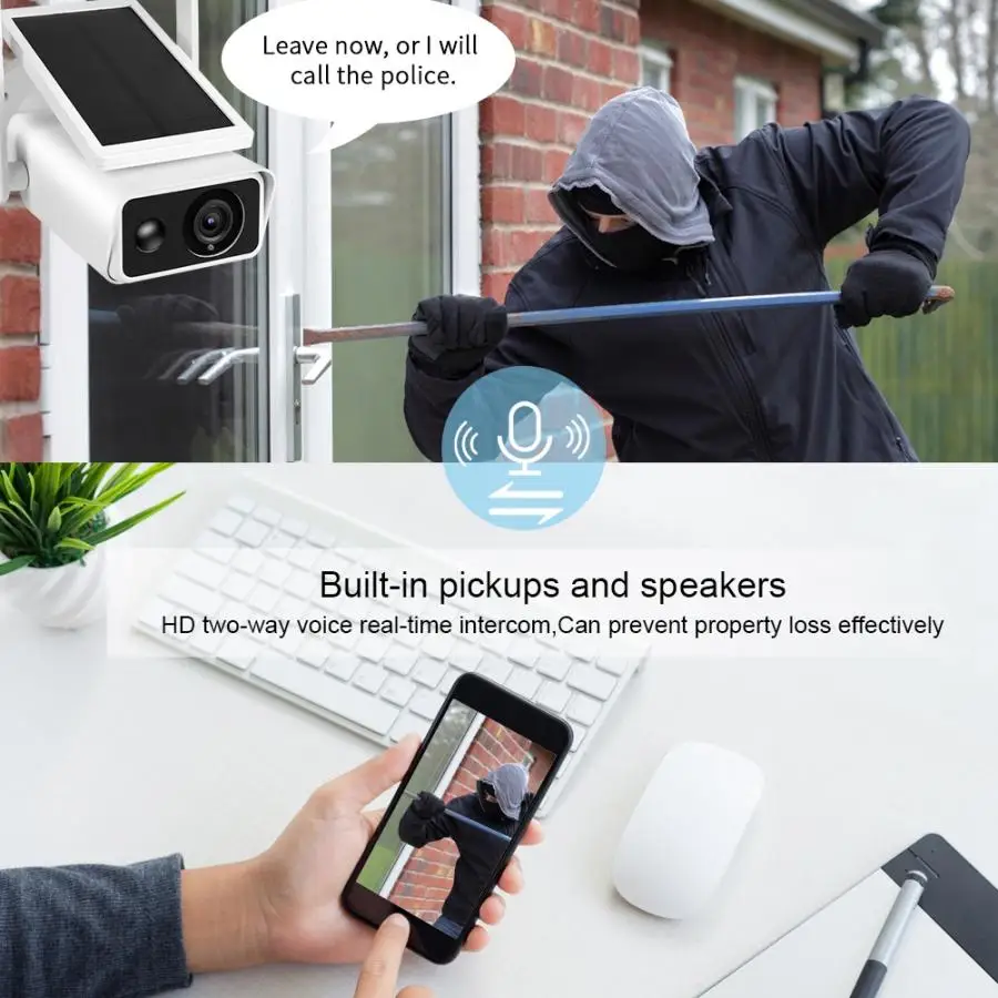 1080P HD WiFi цилиндрическая камера солнечная панель открытый водонепроницаемый PIR