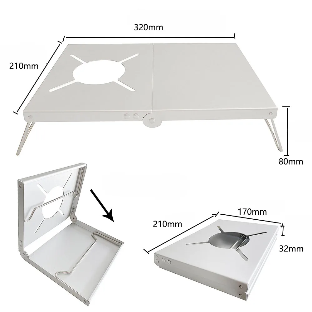 Кемпинговый стол складной кронштейн для плиты держатель из алюминиевого сплава с изоляцией от тепла и сумкой для хранения на открытом воздухе.