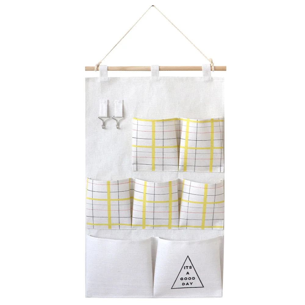 Висячая хлопковая тканевая сумка для хранения мелочей на стене девочек 7