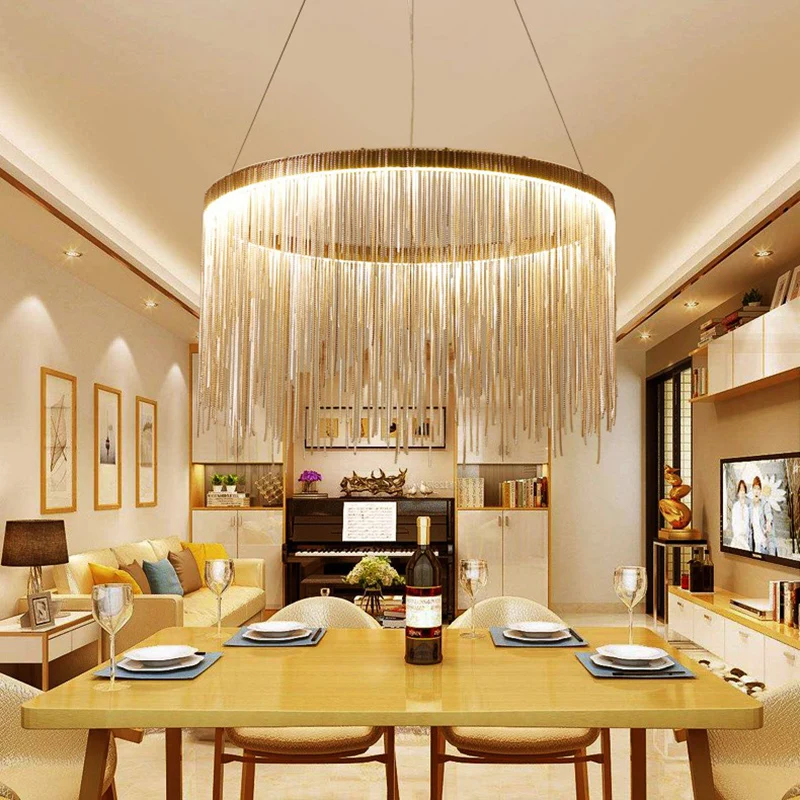 

Design Nordic chain Tassels ring chandelier Rose Gold chandelier lighting restaurant living room decoration Led light fixtures